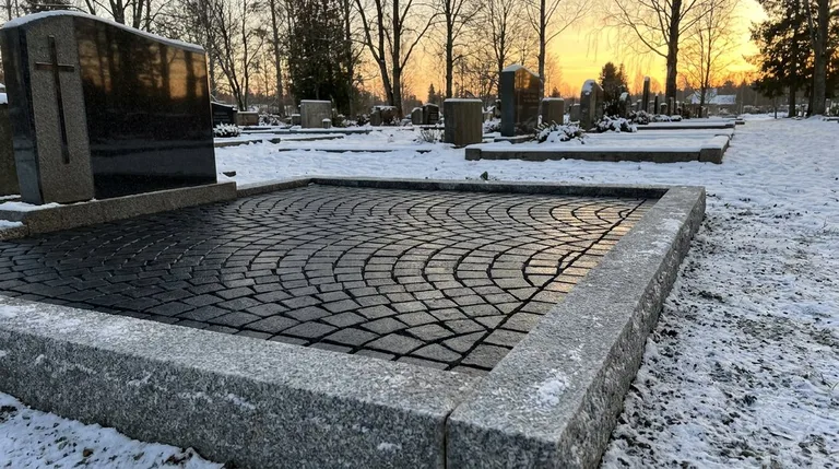 Гранитная брусчатка на могильном участке, образец ПМ005 в Барнауле