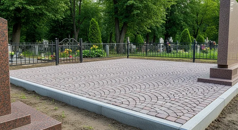 Гранитная плитка ёлочкой на участке, образец ПМ021 в Барнауле