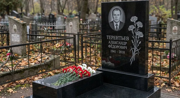 Памятник с гравировкой гвоздик — выполненная работа «Терентьев» в Барнауле