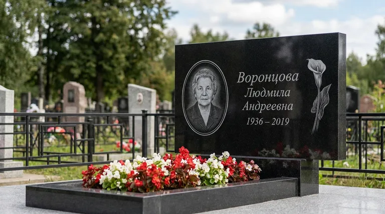 Памятник с гравировкой калл — выполненная работа «Воронцова» в Барнауле