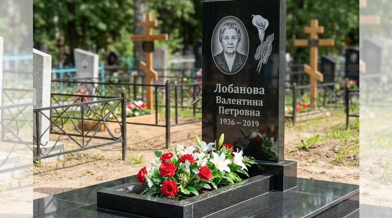 Памятник с гравировкой калл — выполненная работа «Лобанова» в Барнауле