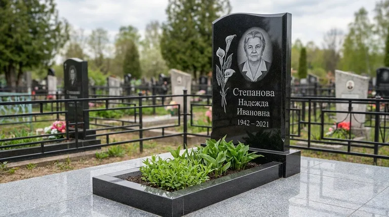 Памятник с гравировкой калл — выполненная работа «Степанова» в Барнауле