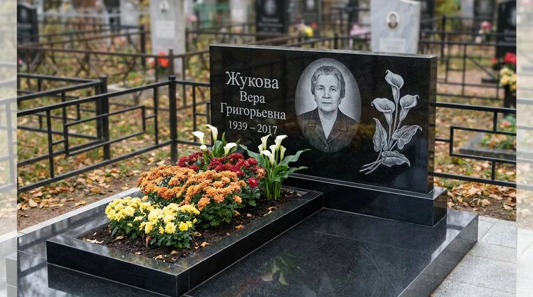 Памятник с гравировкой калл — выполненная работа «Жукова» в Барнауле