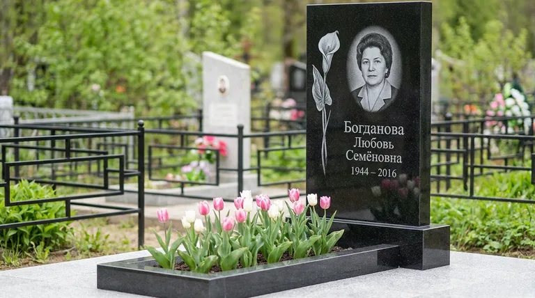 Памятник с гравировкой калл — выполненная работа «Богданова» в Барнауле
