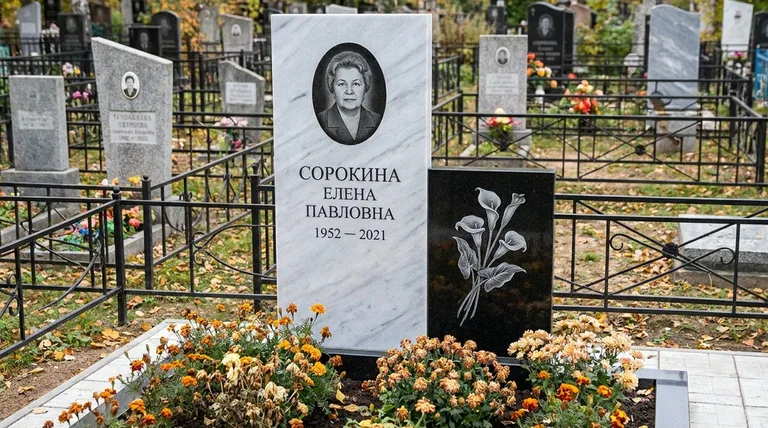 Памятник с гравировкой калл — выполненная работа «Сорокина» в Барнауле