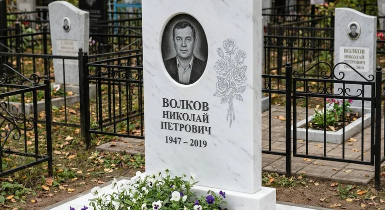 Памятник с гравировкой роз — выполненная работа «Волков» в Барнауле