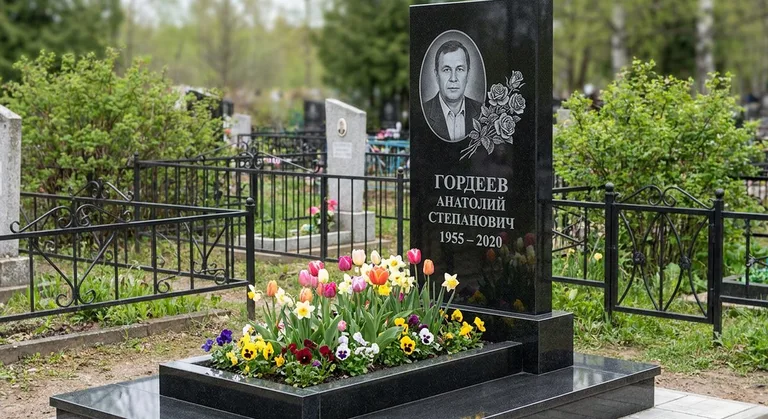 Памятник с гравировкой роз — выполненная работа «Гордеев» в Барнауле