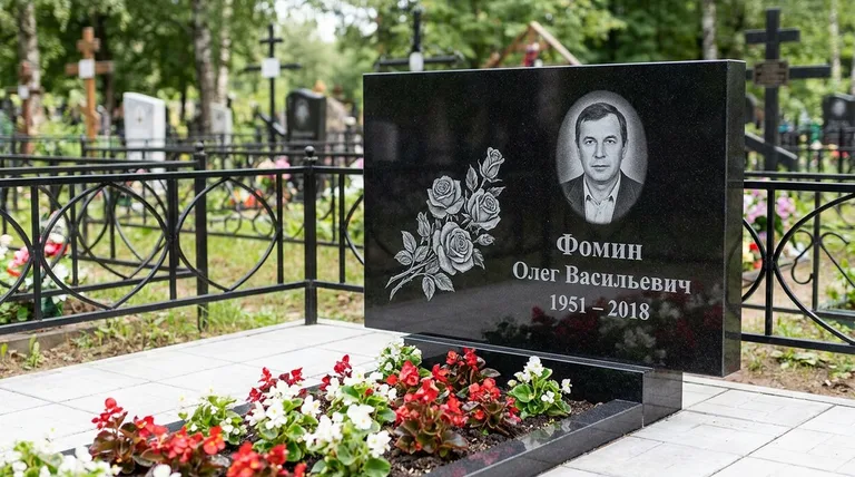 Памятник с гравировкой роз — выполненная работа «Фомин» в Барнауле