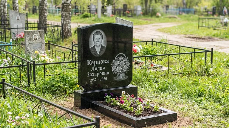 Памятник с гравировкой роз — выполненная работа «Карпова» в Барнауле
