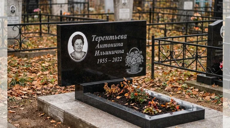 Памятник с гравировкой роз — выполненная работа «Терентьева» в Барнауле