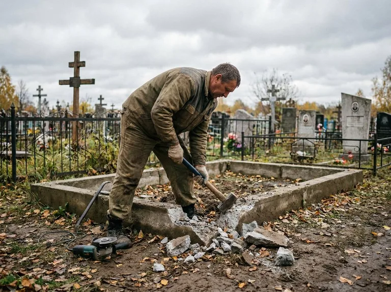 Демонтаж цветника на могиле в Барнауле
