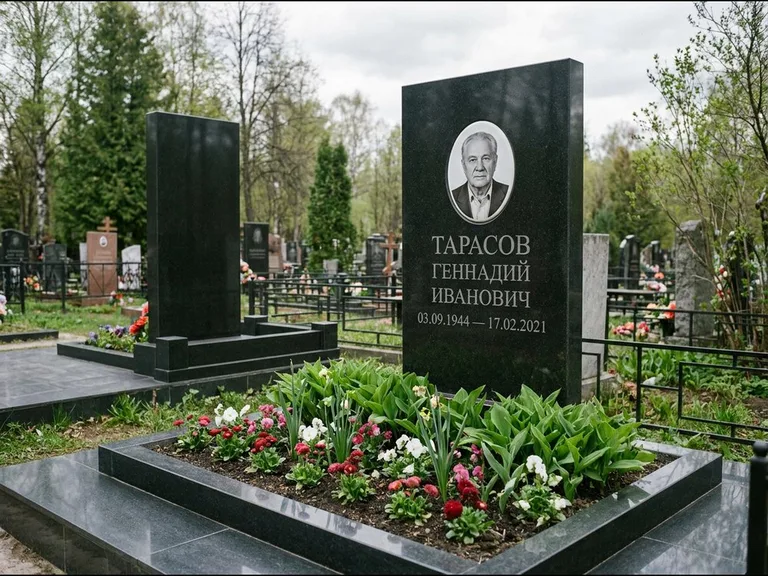 Керамический портрет на габбро-диабазе в Барнауле