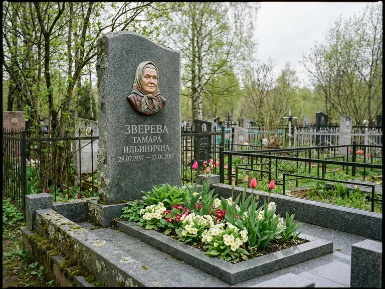 Керамический портрет на летнем кладбище в Барнауле