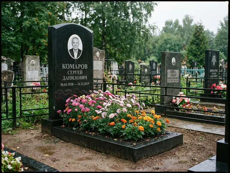 Портрет на керамике — семейный памятник в Барнауле
