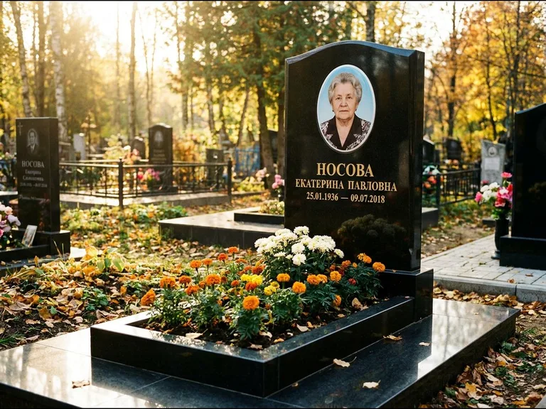 Керамический портрет мужчины на чёрном граните в Барнауле