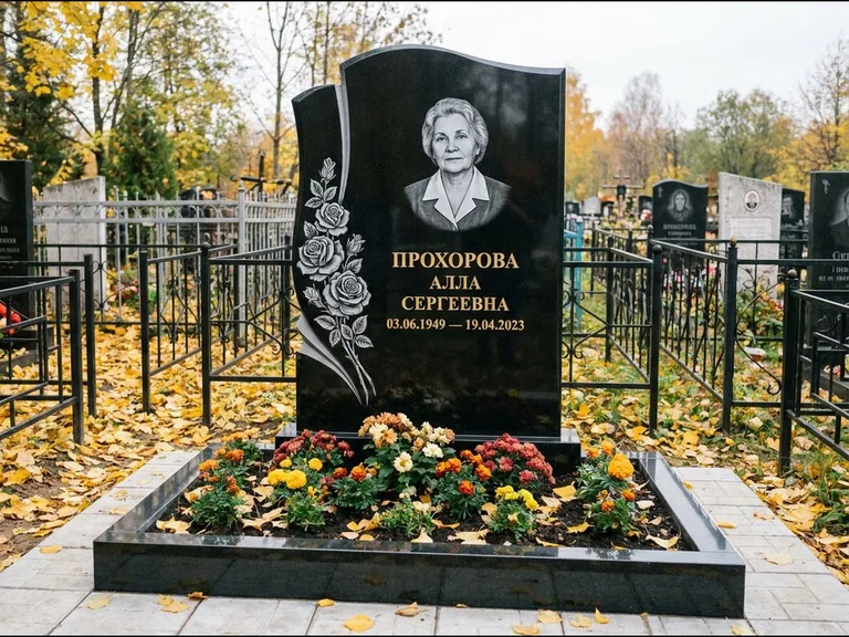 Гравировка портрета на чёрном граните — выполненная работа 20 в Барнауле