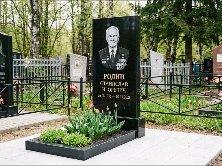 Гравировка портрета на чёрном граните — выполненная работа 21 в Барнауле