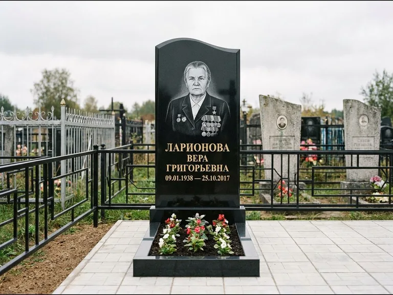 Гравировка портрета на чёрном граните — выполненная работа 28 в Барнауле