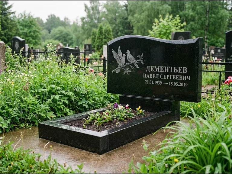 Памятник с гравировкой голубей — гравировка голубей, работа «Дементьев» в Барнауле