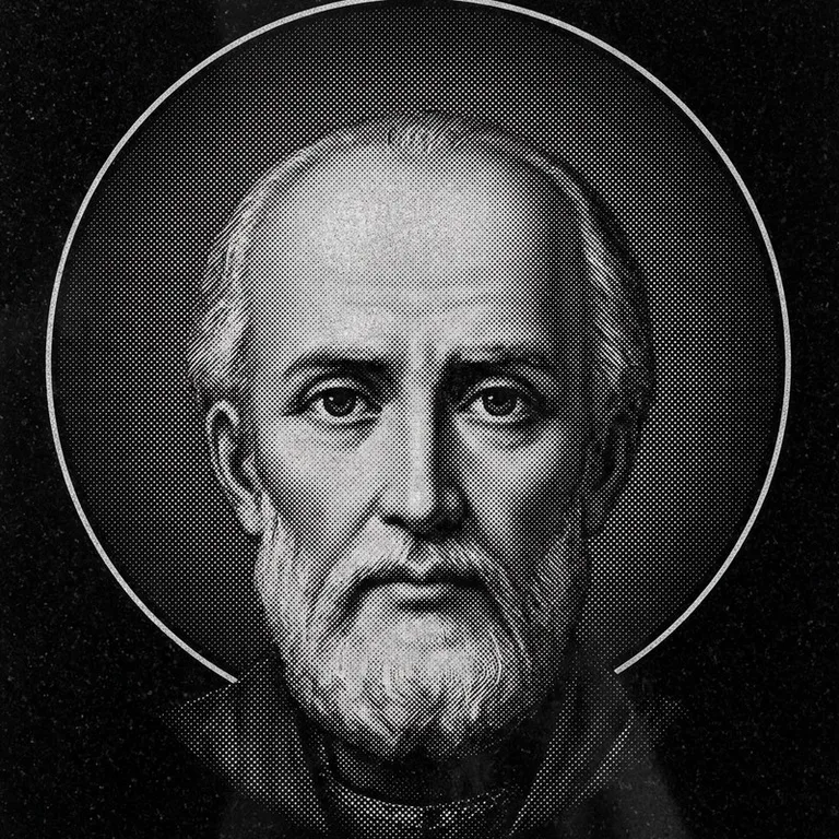 Эскиз иконы: Николай Чудотворец (полутон) — объёмный лик святителя, гравировка на памятник в Барнауле