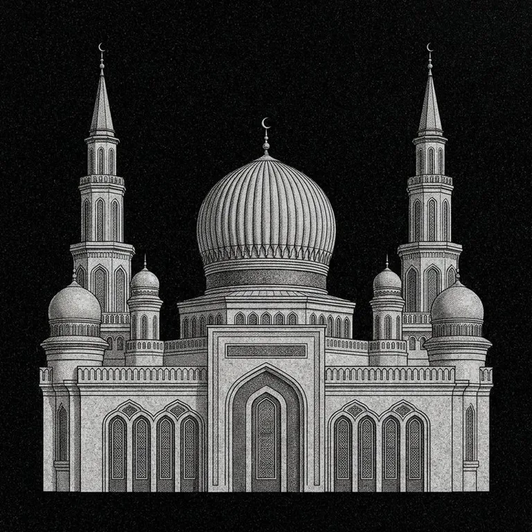 Эскиз: Соборная (фотореализм) — ребристый купол и минареты в Барнауле
