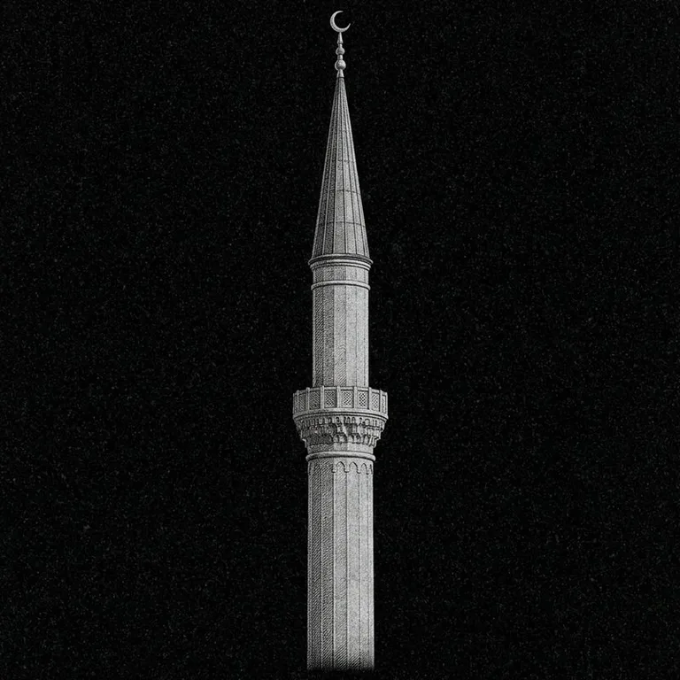 Эскиз: Минарет (фотореализм) — одиночный минарет с полумесяцем в Барнауле