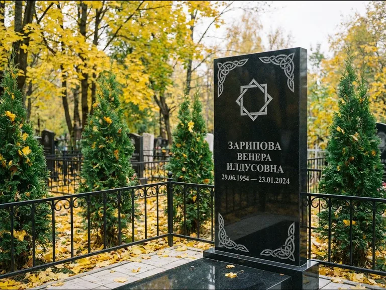 Мусульманский памятник — руб аль-хизб с восточной плетёнкой, работа «Зарипова» в Барнауле