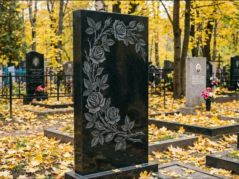Цветы и орнамент — гравировка с выездом на кладбище в Барнауле