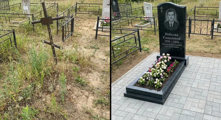 Памятник под ключ: запущенная могила до и ухоженный мемориал после в Барнауле