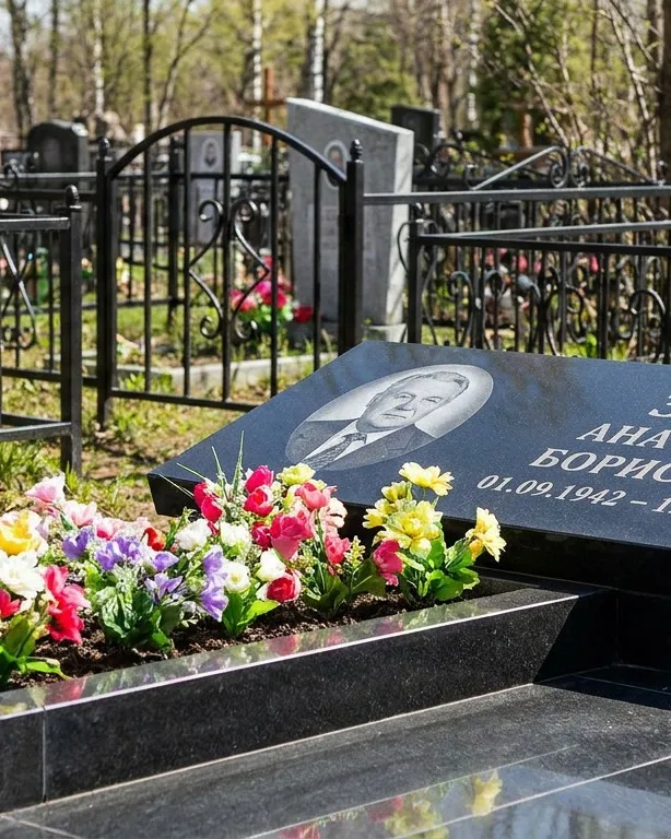 Премиум памятник под ключ с мощением и оградой в Барнауле