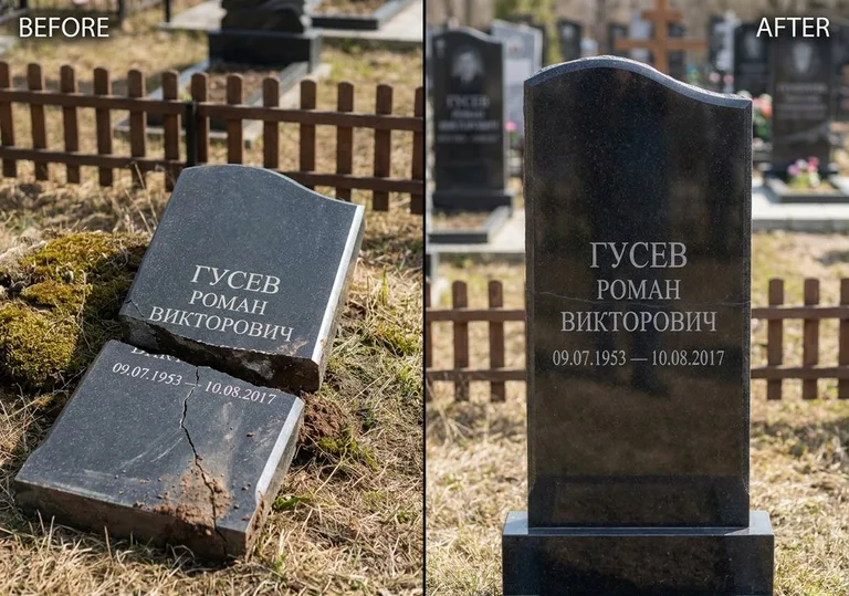 Склейка расколотого памятника: до и после в Барнауле