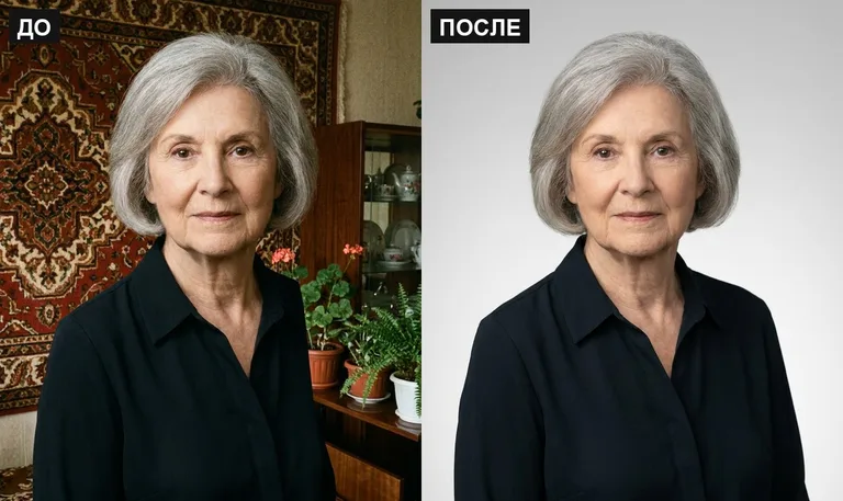 Ретушь фото на памятник — замена фона: до и после в Барнауле