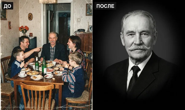 Ретушь фото на памятник — выделение из группового: до и после в Барнауле