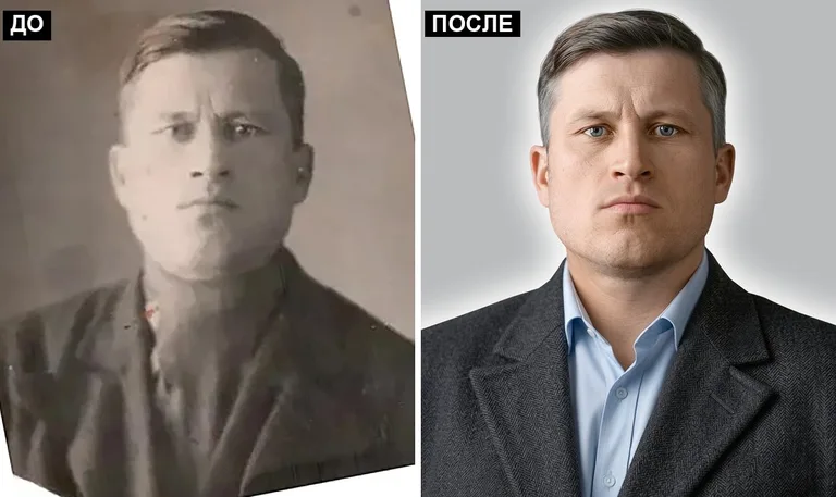 Ретушь фото на памятник — замена одежды: до и после в Барнауле