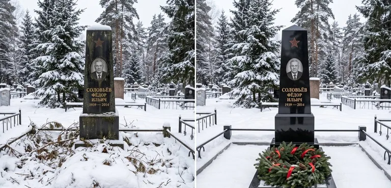 Уборка старого памятника до и после в Барнауле