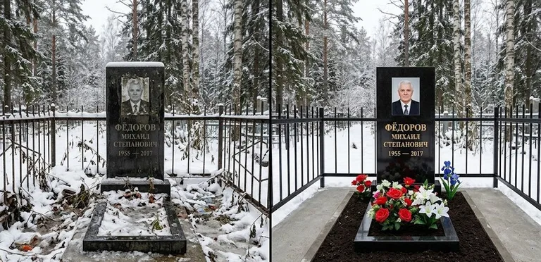 Диптих №20: тротуарная плитка вокруг памятника отмыта аппаратом высокого давления в Барнауле