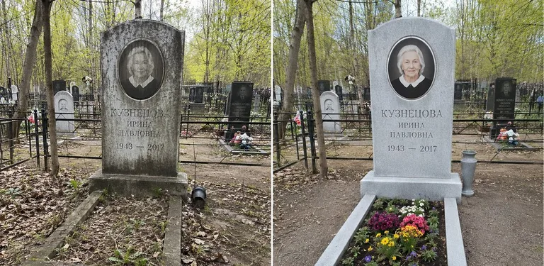 Уборка воинского захоронения до и после в Барнауле