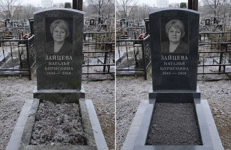 Диптих №10: белый мрамор — убраны жёлтые подтёки, восстановлена белизна стелы в Барнауле