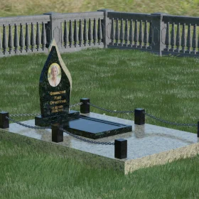 Комбинированный вертикальный памятник с мемориальным комплексом - П017