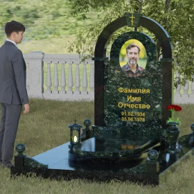 Комбинированный православный вертикальный памятник - П031