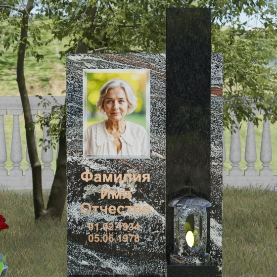 Вертикальный гранитный памятник на могилу во Владивостоке, гранит амфиболит