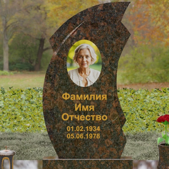 Гранитный вертикальный памятник светский в Салехарде, гранит Дымовский