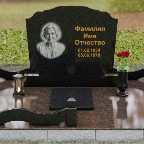 Светский гранитный горизонтальный памятник в Ставрополе, гранит Габбро-диабаз, вид 2