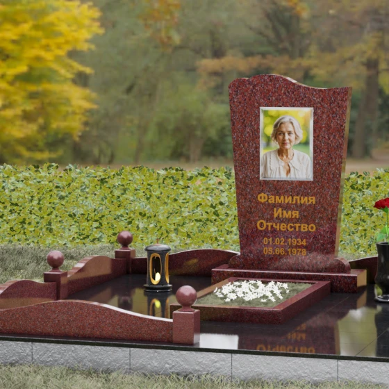 Гранитный памятник для одного в Самаре, гранит Лезниковский, вид 4