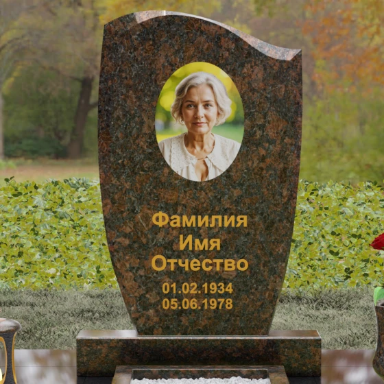 Гранитный вертикальный памятник без креста в Мурманске, гранит Дымовский