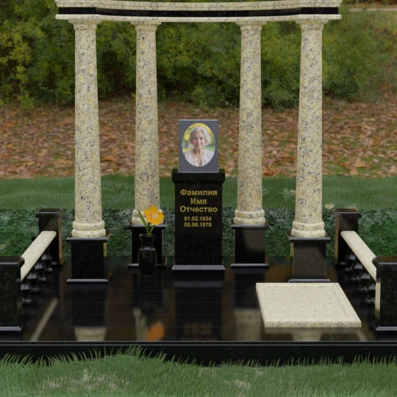 Комбинированный вертикальный памятник светский в Барнауле, гранит Габбро-диабаз