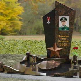 Комбинированный вертикальный памятник для одного - П196