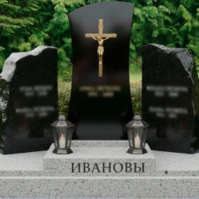 Гранитный вертикальный памятник на двоих - ПН212