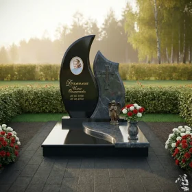 Комбинированный православный памятник с крестом и комплексом - ПН241