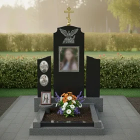 Гранитный памятник с крестом на одного - ПН324
